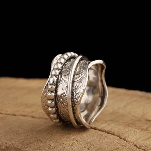 Vista 69 de Boho Spinner Ring, Mothers Day Gift, Silver 925 Women Ring, Sterling Silver 925 Ring, Fidget Spinner Ring,Women Silver Anxiety Ring