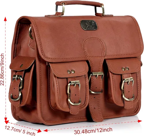 Vista 7 de cuero Bolsa de mensajero de cuero para hombres y mujeres, 12 pulgadas para laptop, bolsa cruzada de cuero vintage hecha a mano, unisex, maletín