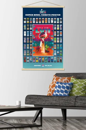 Vista 2 de Trends International NFL League - Póster de pared de collage de boletos LVII con marco magnético