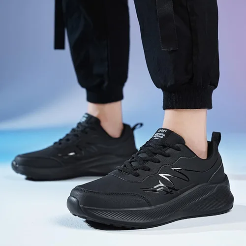 Vista 5 de Zapatos deportivos para hombre, zapatos deportivos de moda para otoño, para hombre, parte inferior plana, gruesa, antideslizante, con cordones