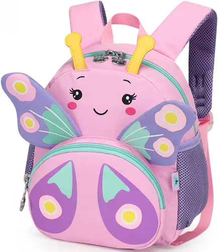 Vista 8 de CAMTOP Bonita mochila para niños pequeños, bolsa escolar pequeña de animales de dibujos animados 3D, para niñas y niños, guardería de viaje, rosado