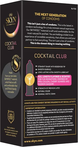 Vista 9 de SKYN Cocktail Club - Condones con sabor – 10 unidades – Condones lubricados, sin látex, de longitud completa con sabor para sensaciones divertidas