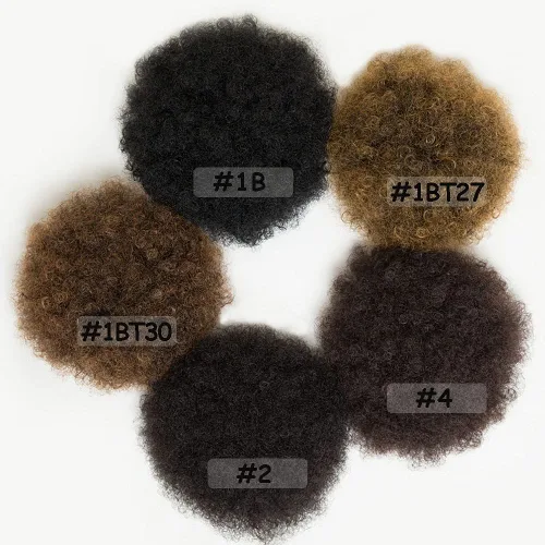 Vista 7 de Cola de caballo afro abombada para cabello natural, con cordón para cola de caballo afro, corto, afro, con cordón para cola de caballo rizado #1BT27