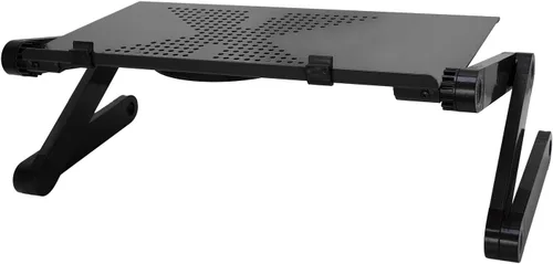 Vista 2 de iMounTEK Mesa plegable para computadora portátil, mesa de escritorio con mouse board de aleación de aluminio, bandeja de aperitivos para desayuno
