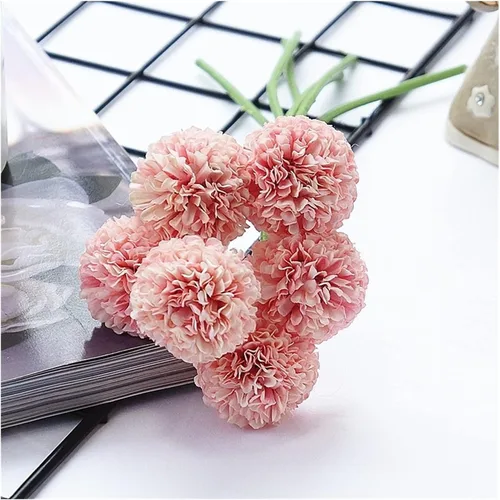 Vista 6 de HEXEH Artificial Flowers 6Pcs/Bundle mini Chrysanthemum Flower Ball Silk Artificial Flowers for Wedding Decoration Bridal Flores Decoration Bouquets