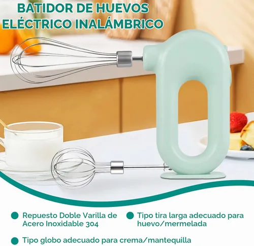Vista 7 de 4 Speed Electric Hand Mixer, Electric Hand Mixer Whisk Wireless Rechargeable Handheld Egg Beater Adjustable Cordless Electric Whisk Hand Mixer Green
