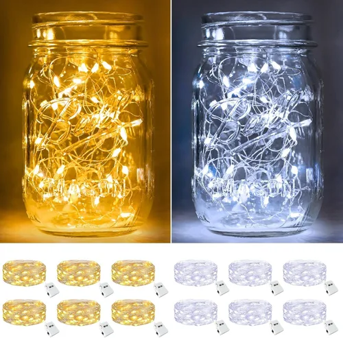 Vista 10 de btfarm - Paquete de 6 luces de hadas con pilas, luces parpadeantes con 3 modos