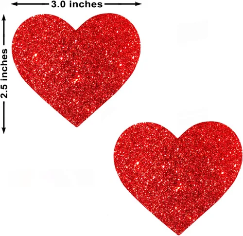 Vista 4 de Neva Nude I Heart U Nipztix Pasties - Fundas para pezones para festivales, raves, fiestas, impermeables y resistentes al sudor, fabricadas