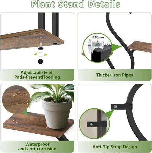 Vista 7 de Soporte para plantas de interior con luces de crecimiento - Estante para plantas de interior de 5 niveles, soporte pequeño de 30" para múltiples