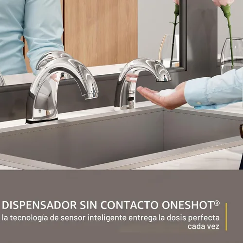 Vista 2 de Rubbermaid Commercial One-Shot FG750339. Despachador automático de jabón y espuma, discreto, de cromo.