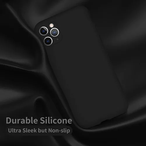 Vista 5 de Cordking Funda de silicona diseñada para iPhone 11 Pro, ultra delgada, a prueba de golpes, con forro de microfibra suave antiarañazos, protección