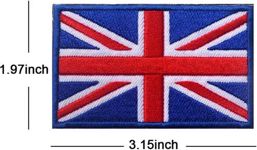 Vista 2 de 2 parches tácticos bordados de la Gran Unión Británica de Reino Unido, bandera de Inglaterra del Reino Unido, emblema para coser en la moral, Azul