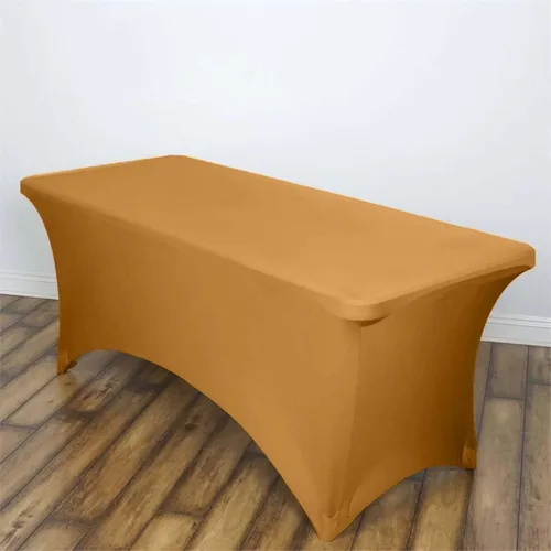 Vista 22 de Efavormart - Mantel rectangular de elastano elástico beige de 4 pies