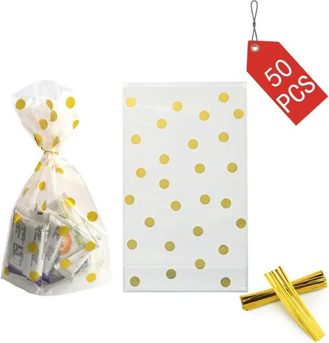 Vista 6 de We Moment Bolsas de celofán transparentes a rayas negras, paquete de 50