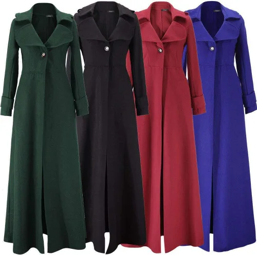 Vista 4 de SERYU Abrigo de invierno para mujer, con solapa, gabardina, larga, parka, abrigo para exteriores