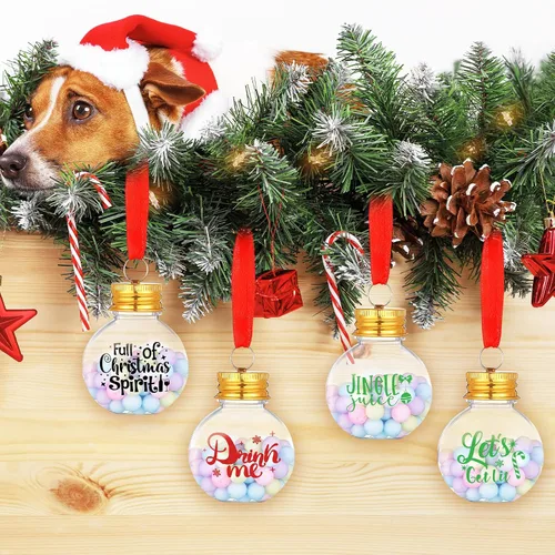Vista 6 de Dingion 12 piezas de adornos de bola de alcohol de Navidad, adornos de árbol de Navidad, bolas de bebida de Navidad, bolas de bebida festivas