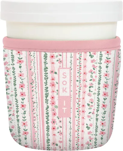 Vista 92 de Sok It IceCreamSok - Funda de neopreno aislada (flores abstractas, pintas de helado cónicas)