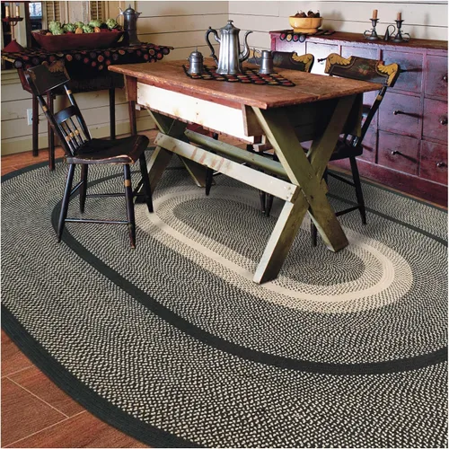 Vista 90 de Homespice Apple Pie - Alfombra ovalada roja de 2 x 3 pies, alfombra de cocina trenzada para decoración primitiva y rústica, reversible, yute sin