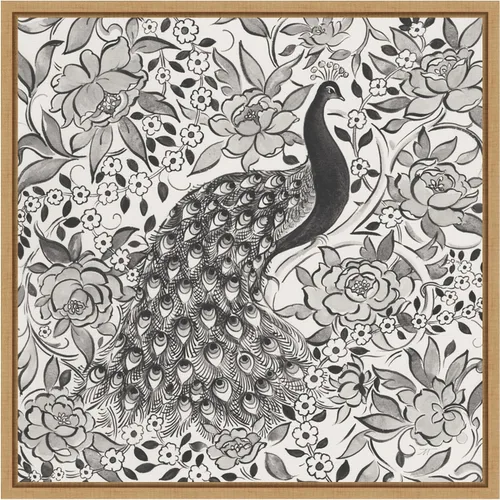 Vista 8 de Amanti Art Framed Canvas Wall Art 16x16 Peacock Garden III BW by Miranda Thomas, Framed Wall Art Canvas, Animals Artwork, Modern Decor, Small Poster