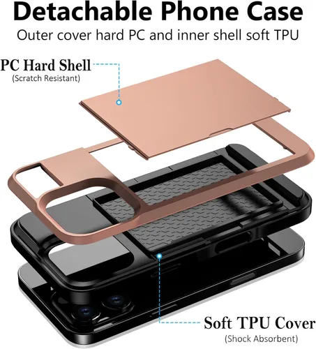 Vista 2 de Vofolen Funda para iPhone 16 Pro con tarjetero y cartera