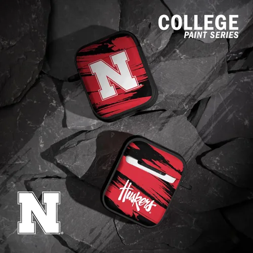 Vista 2 de Nebraska Huskers HDX - Funda compatible con Apple AirPods Gen 1 y 2 (rayas de pintura)
