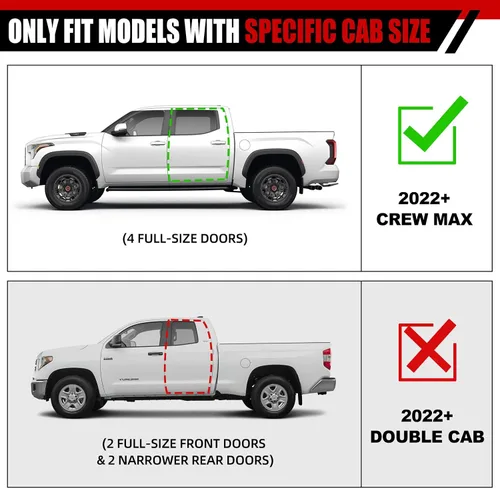 Vista 2 de Estribos de 6 pulgadas compatibles con Toyota Tundra Crew Max Cab 2022-2026. Estribos Toyota Tundra barras Nerf negras, escalones laterales