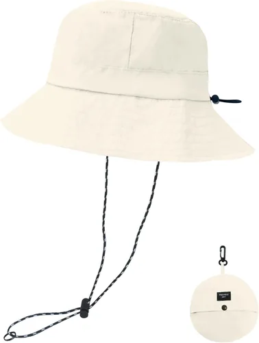 Vista 23 de NPQQUAN Sun Bucket Hats for Woman Men Lightweight Sun Hat Packable Foldable Beige