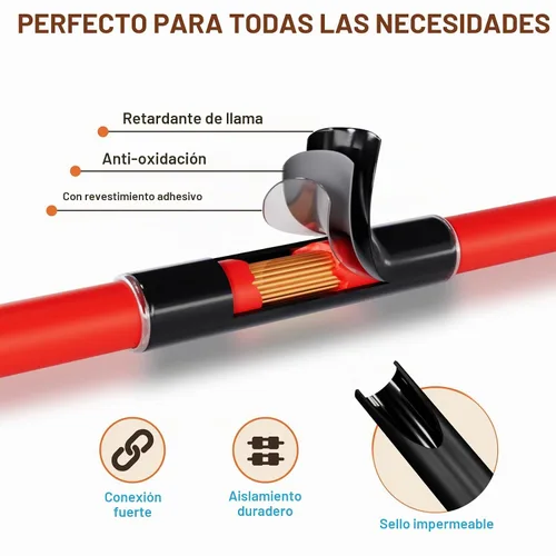 Vista 6 de 6 piezas 1/0 AWG - 1/2" (M12) Sanuke Terminales de anillo para cable de alambre con conectores de extremos resistentes para cable de batería, ojales