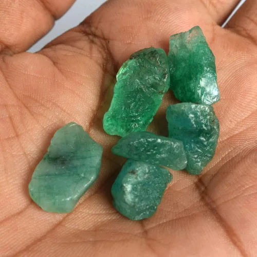 Vista 3 de Piedras en bruto de esmeralda natural pura, 58.00 unidades, lote de 6 piezas de cristales curativos de esmeralda verde esmeralda sin cortar, Piedra