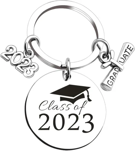 Vista 7 de LUOZZY 6 llaveros de graduación clase de 2023, llavero de graduación clase de 2023, regalos de recuerdo de graduación, plateado