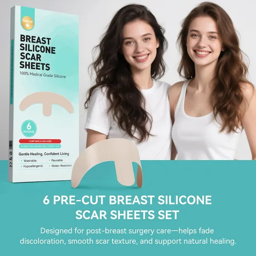 Vista 2 de Láminas de silicona para cicatrices de mama - 6 parches con forma de ancla Medical Grade Silicone, Hypoallergenic & Reusable for Breast Lift