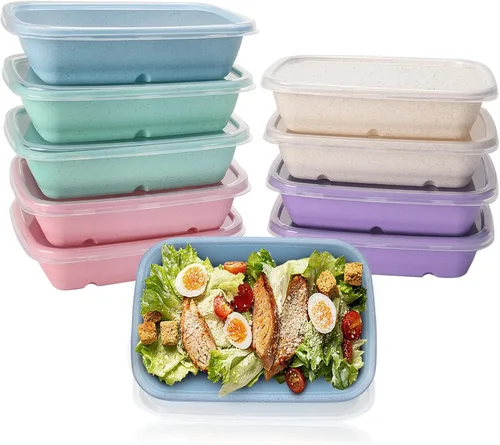 Vista 9 de Contenedores de preparación de comidas de 40 onzas con 4 compartimentos, 8 cajas de almuerzo Bento para niños