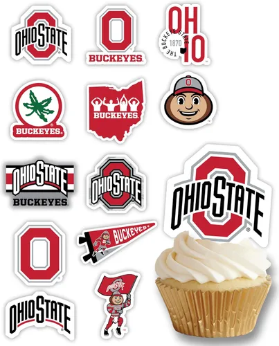 Vista 11 de Decoraciones para cupcakes de la Universidad de Alabama, suministros para fiestas de fútbol americano, cumpleaños, graduación (24 piezas)