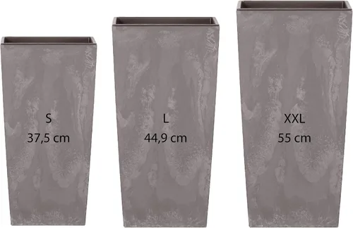 Vista 9 de WELL HOME MOBILIARIO & DECORACIÓN PK2528 - Juego de 3 macetas altas Prosperplast (11,4/26,6/49 litros) Urbi Square Effect de plástico color gris