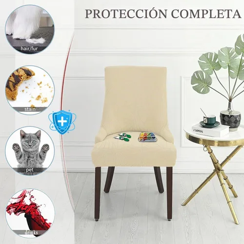 Vista 2 de Wingback - Funda para silla impermeable, funda de jacquard elástica (beige, 1 unidad)