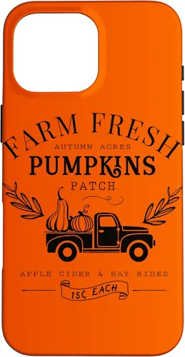 Vista 18 de Funda de otoño vintage para iPhone 14 Pro Farm Fresh Pumpkin