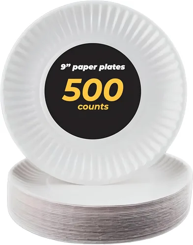 Vista 8 de Perfect Stix Platos de papel sin recubrimiento de 9 pulgadas, color blanco, paquete de 200