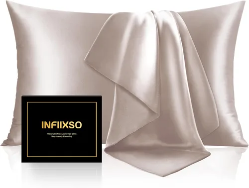 Vista 58 de INFIIXSO Funda de almohada de seda de morera, para cabello y piel, tamaño estándar, cremallera oculta, 20 x 26 pulgadas, suave y refrescante