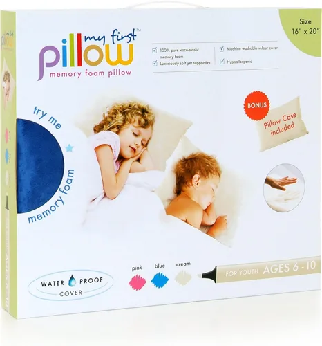 Vista 3 de My First Almohada juvenil de espuma viscoelástica prémium para niños, color azul