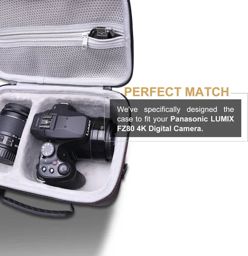 Vista 5 de LTGEM - Funda rígida de EVA para cámara digital Panasonic LUMIX FZ80 4K - Bolsa protectora de viaje para almacenamiento