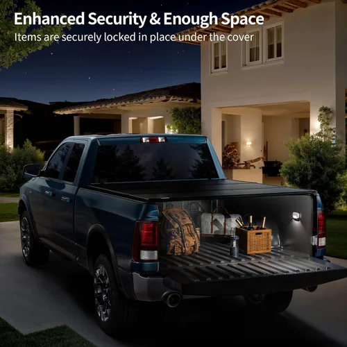 Vista 5 de OEDRO FRP Cubierta Rígida de Tonneau de Triple Pliegue Compatible con Dodge Ram 1500 2009-2024 (Carrocería Clásica y Nueva) Cama de 5.6 pies sin Ram