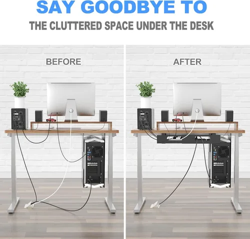 Vista 7 de Organizador de cables para debajo del escritorio, organizador de cables ajustable grande debajo de la mesa, organizador de cables para escritorio