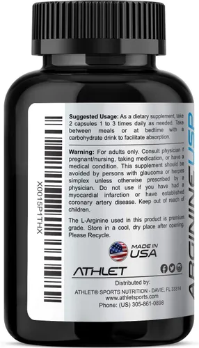 Vista 2 de L-Arginina 1000 mg 240 cápsulas - Soporta niveles de óxido nítrico de alta potencia, flujo sanguíneo, mejora la resistencia energética para hombres
