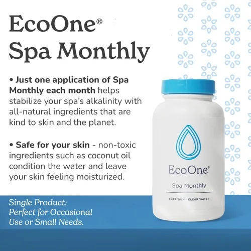 Vista 2 de EcoOne Spa Mensual Tratamiento de Spa Suave y Natural Limpiador Acondicionador para Tina de Hidromasaje, Piscina y Spa Limpiador para Tina