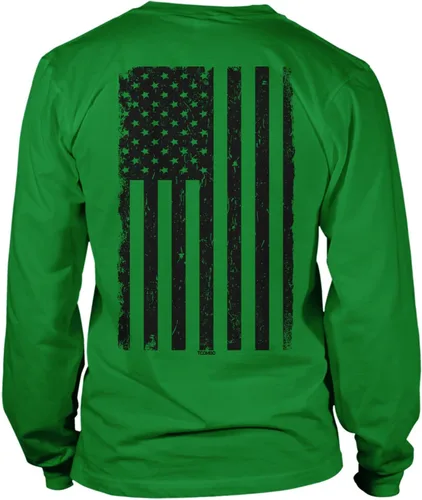 Vista 5 de Camisa de manga larga unisex con bandera negra desgastada de Estados Unidos Gris claro - Impresión trasera