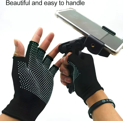 Vista 2 de Guantes de trabajo ligeros para hombres y mujeres con medio dedo, transpirables, sin dedos, para construcción, nailon, fitness, ciclismo, motocicleta