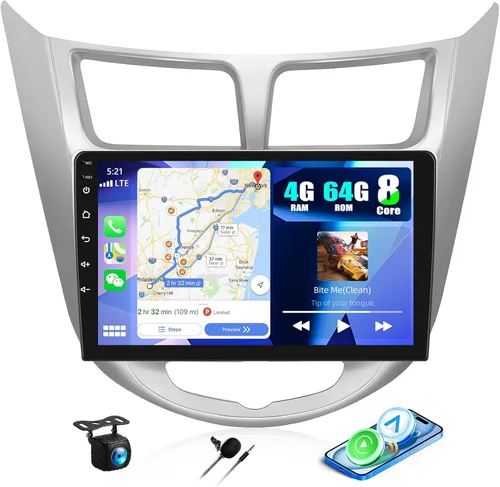 Vista 11 de 8 Core 6+128G para Hyundai Accent Verna Solaris 2010-2016 Android Car Stereo, 9" IPS Car Radio Wireless Carplay Android