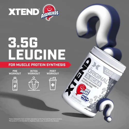 Vista 3 de XTEND Original Polvo de BCAA sabor Airheads Candy con 7 gramos de BCAA y 2.5 gramos de L-Glutamina, para bebida de recuperación muscular sin azúcar