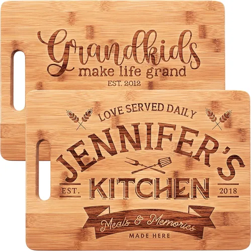 Vista 8 de Tabla de cortar personalizada para mamá, madera de bambú, 9 x 12 pulgadas, marrón, 9 diseños, regalo de inauguración de la casa para ella
