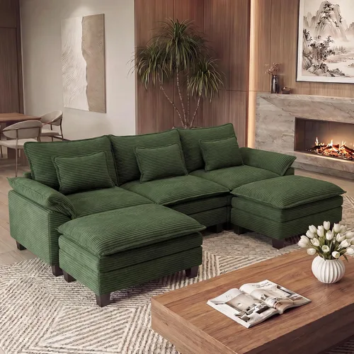 Vista 48 de URRED - Sofá seccional modular Cloud, sofá moderno en forma de L de 87" con profundidad de asiento con otomana y almohadas, ultra cómodo sofá